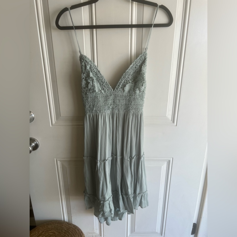 Powder blue crochet midi dress sz S